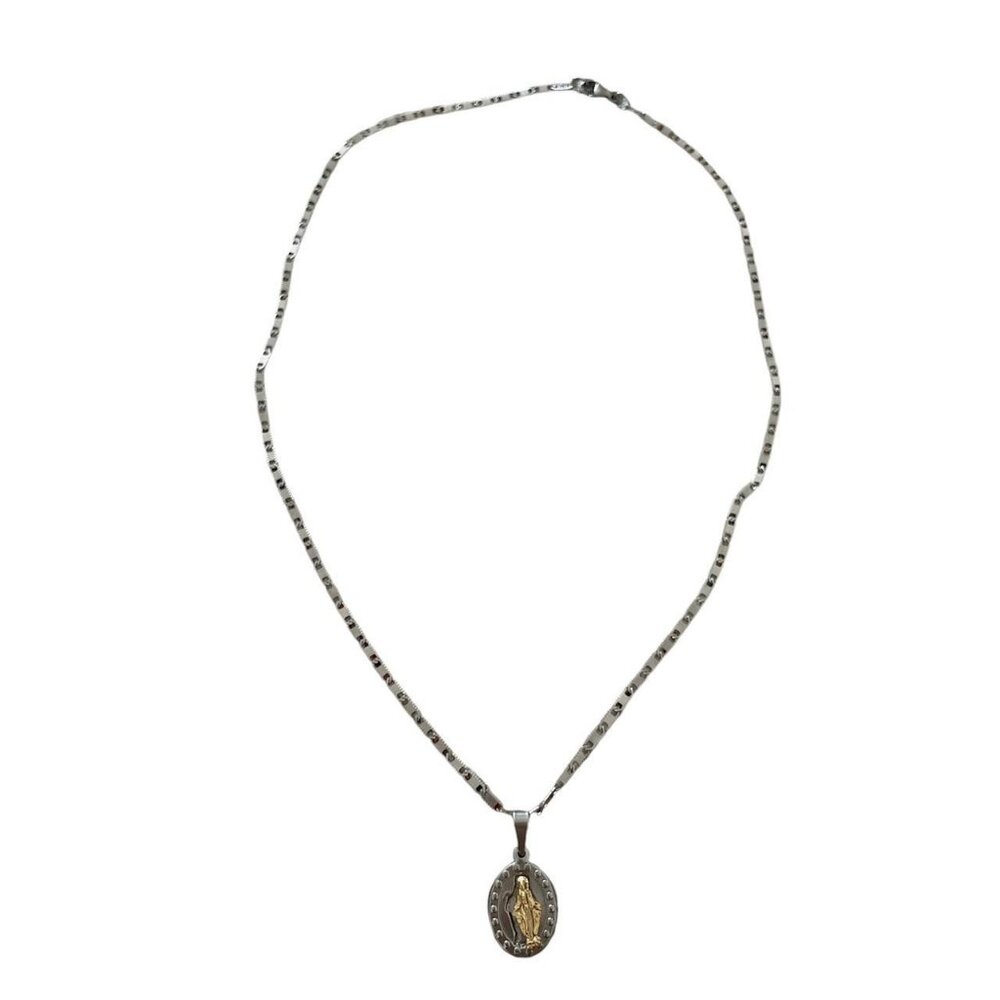 Virgin Mary Pendant Silver Color Necklace